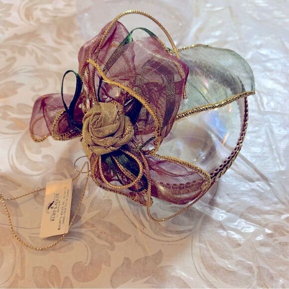 Kurt Adler Glass & Ribbon Heart Christmas Ornament in Box NWT Handmade Gorgeous - Picture 2 of 8